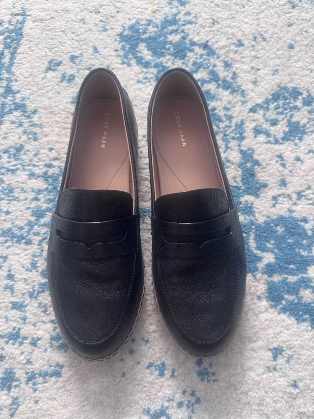 Cole Haan Black Leather Penny Loafers for Women